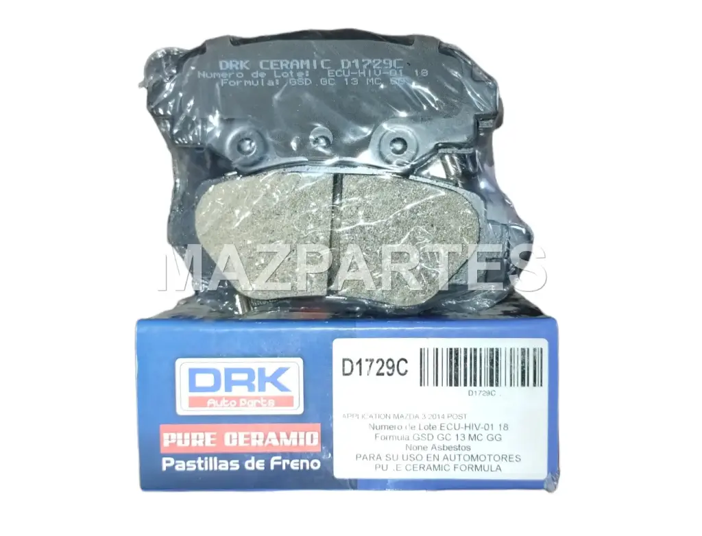 PASTILLAS FRENO POST MAZDA 3 2.0 15- 101.2X44.3X14.3 CERAMICA